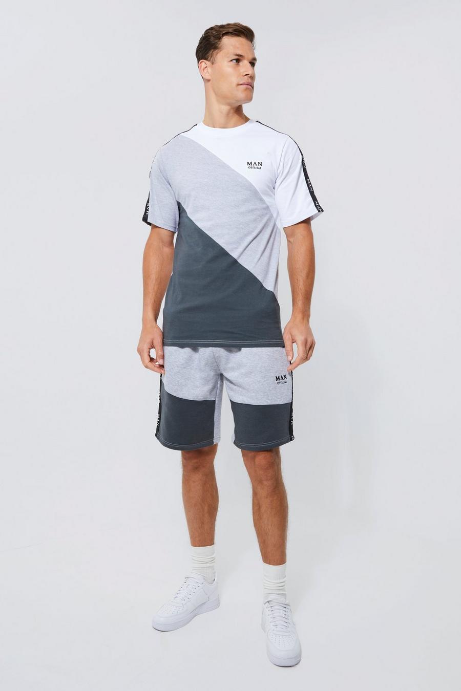 Grey marl Tall Roman Man Taped T-shirt Short Set