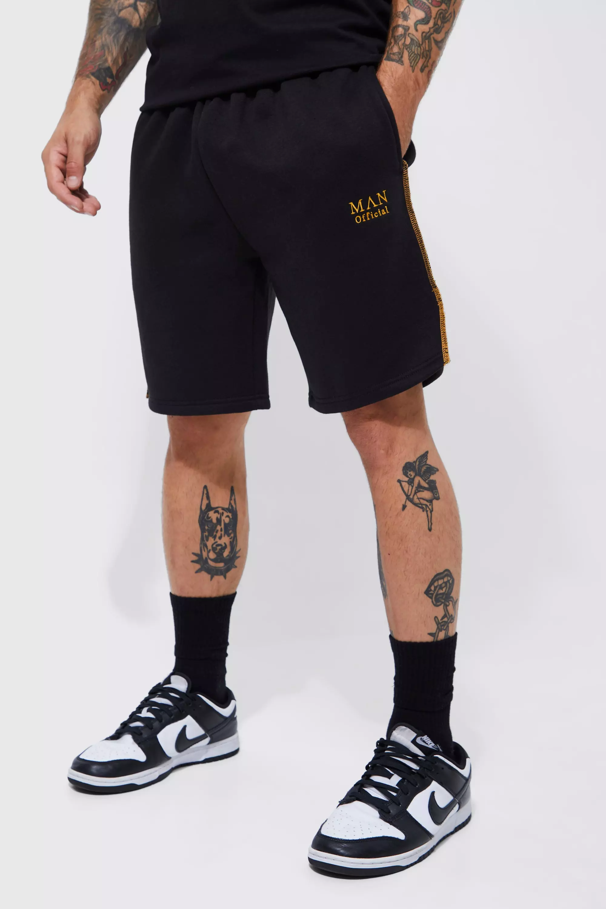 Black Man Gold Loose Fit Piped Short alternative image