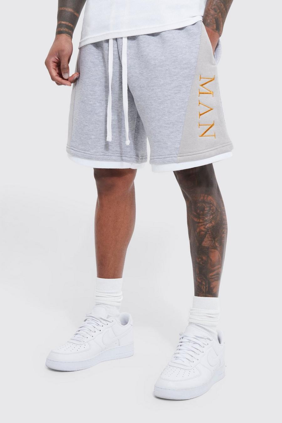 Man Gold Basketball-Shorts, Grey marl image number 1
