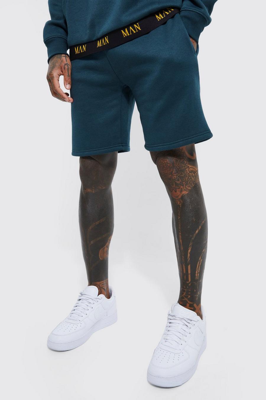 Teal Man Gold Loose Double Waistband Short image number 1