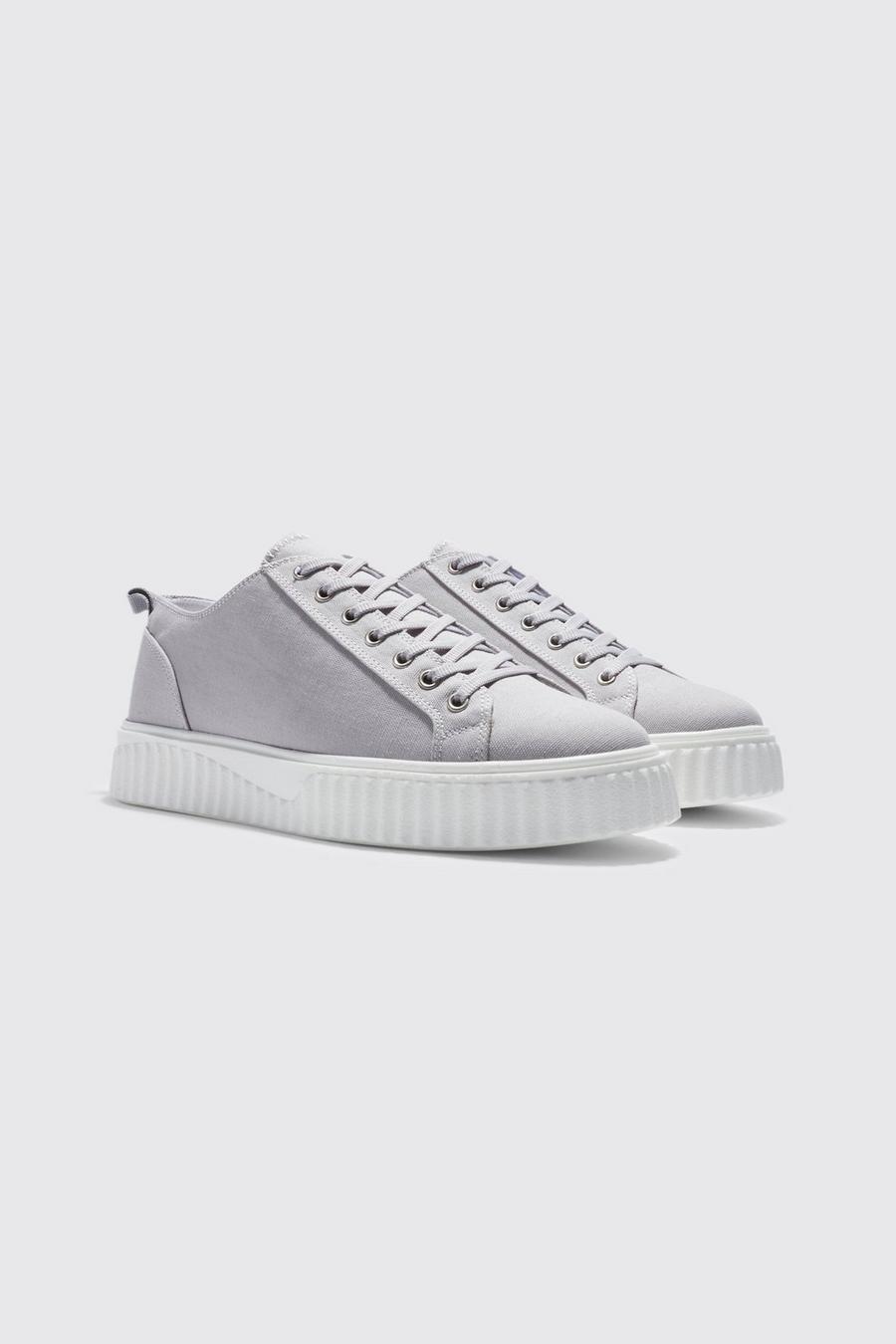 Canvas Contrast Stitch Trainer, Stone image number 1
