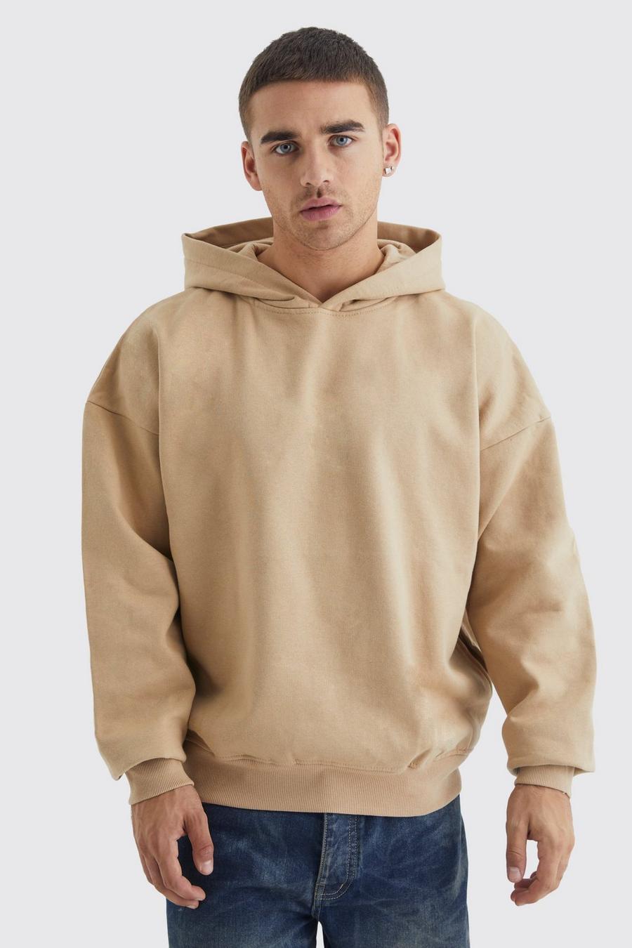 Sand beige Oversize hoodie i tjockt tyg