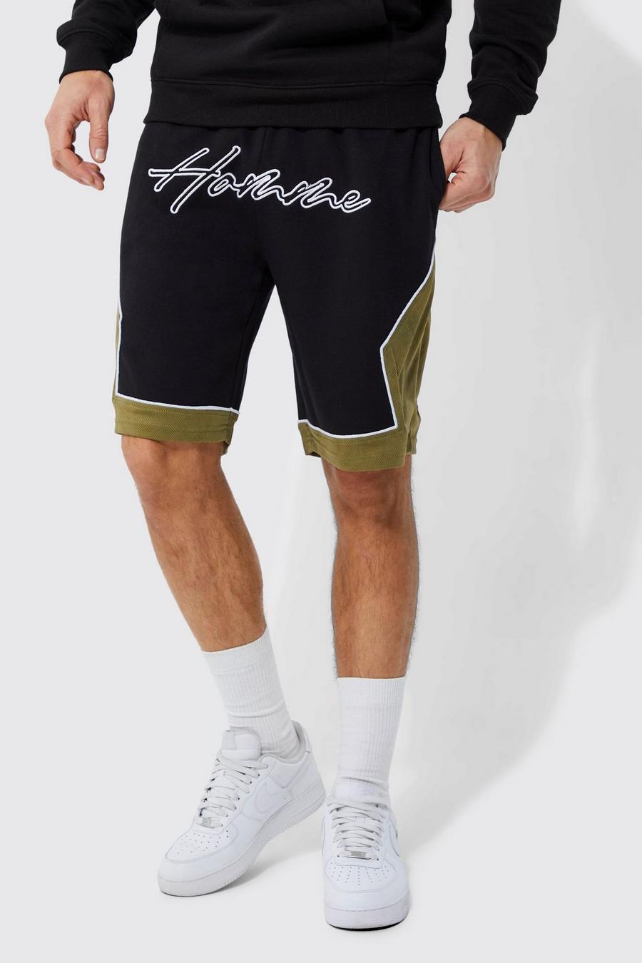 Black svart Homme Tall Loose fit shorts med sidopaneler