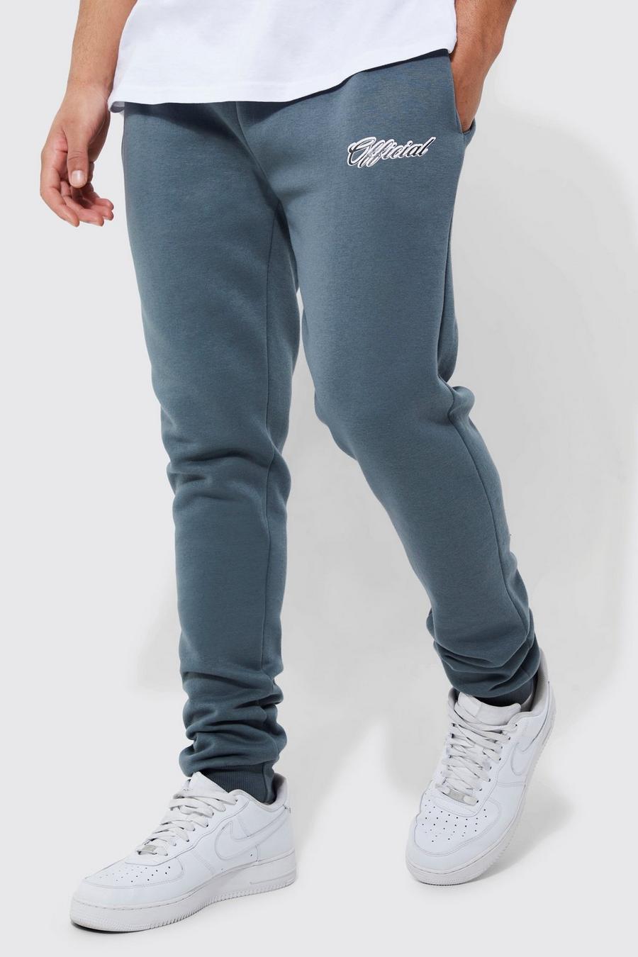 Slate blue Tall Regular Fit Official Embroidered Jogger