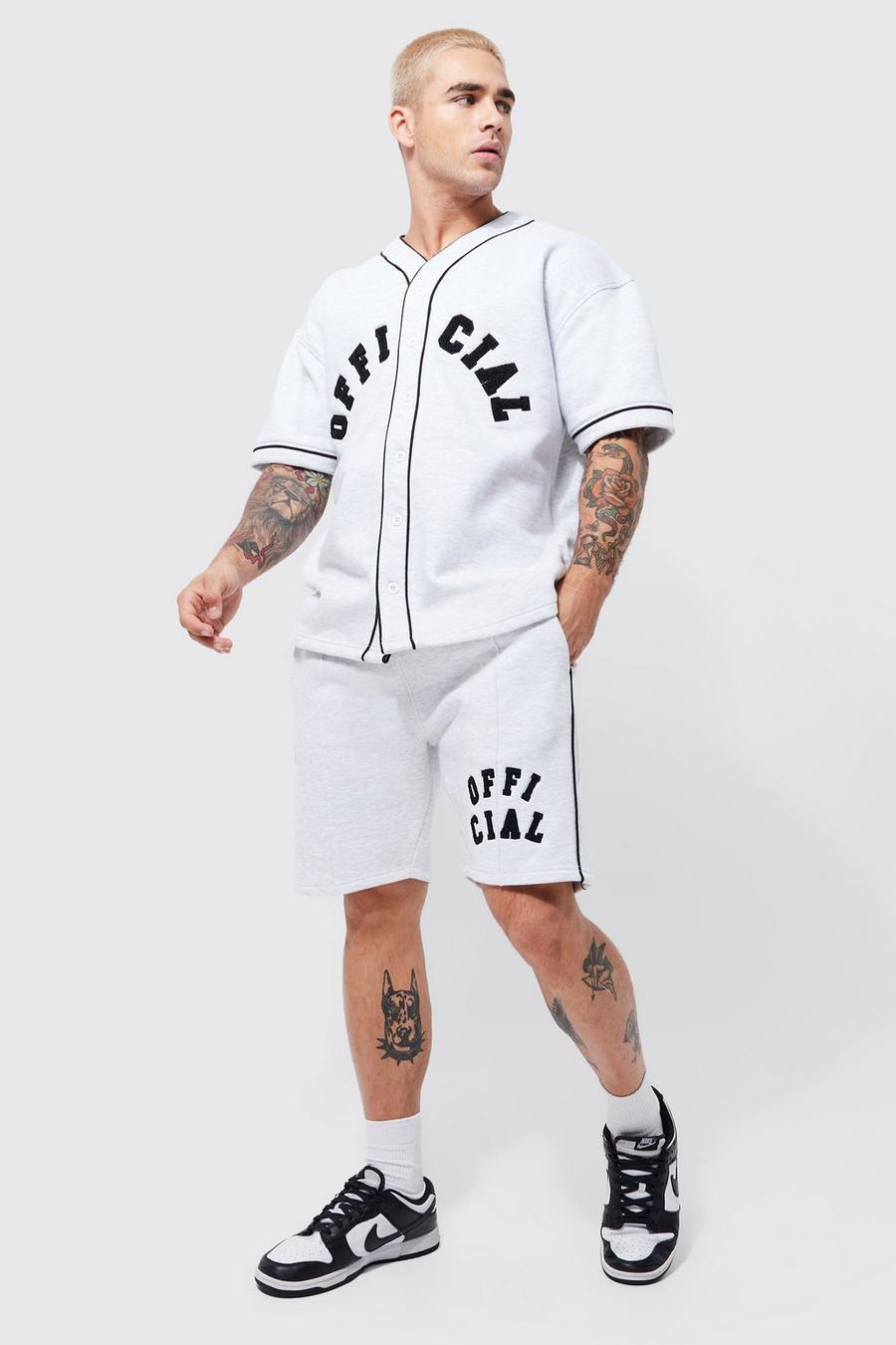 Ecru white Oversized Official Baseball Polo And Short Set image number 1