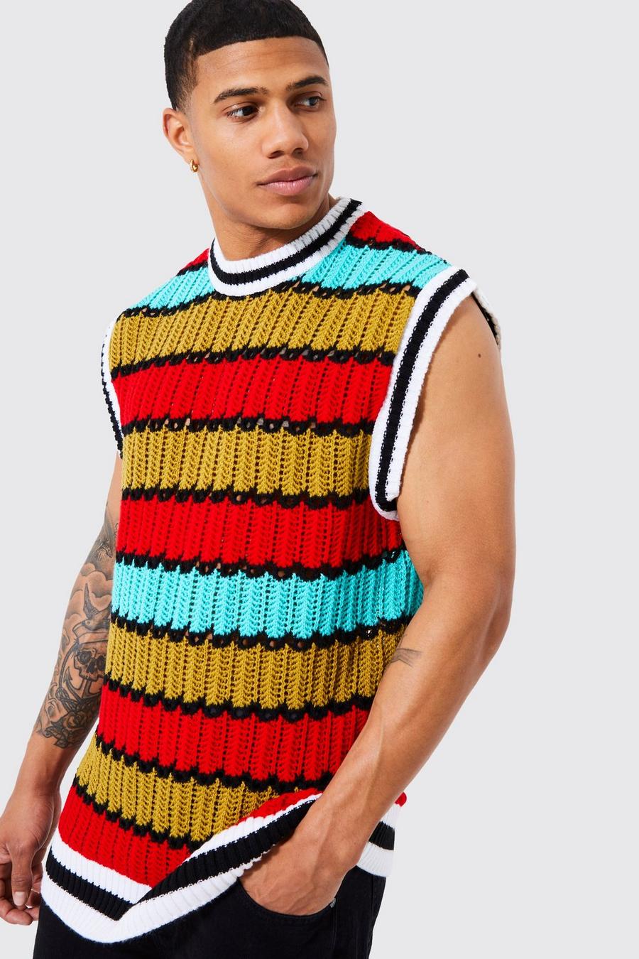 Oversized Crew Neck Knitted Crochet Vest | boohoo USA Oversized Crew Neck Knitted Crochet Vest | boohoo USA