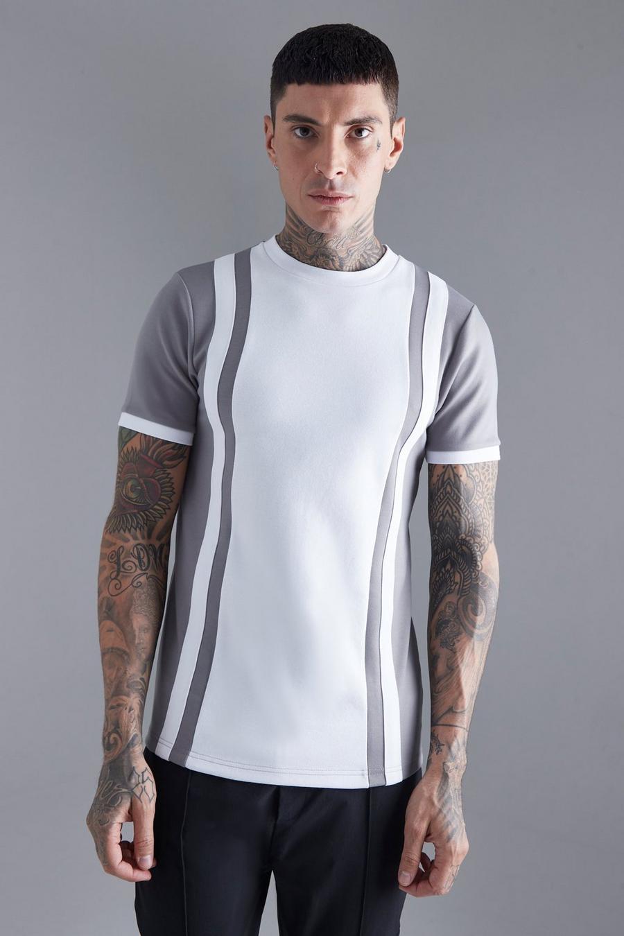 Charcoal Smart Slim Fit T-shirt With Contrast Panel image number 1