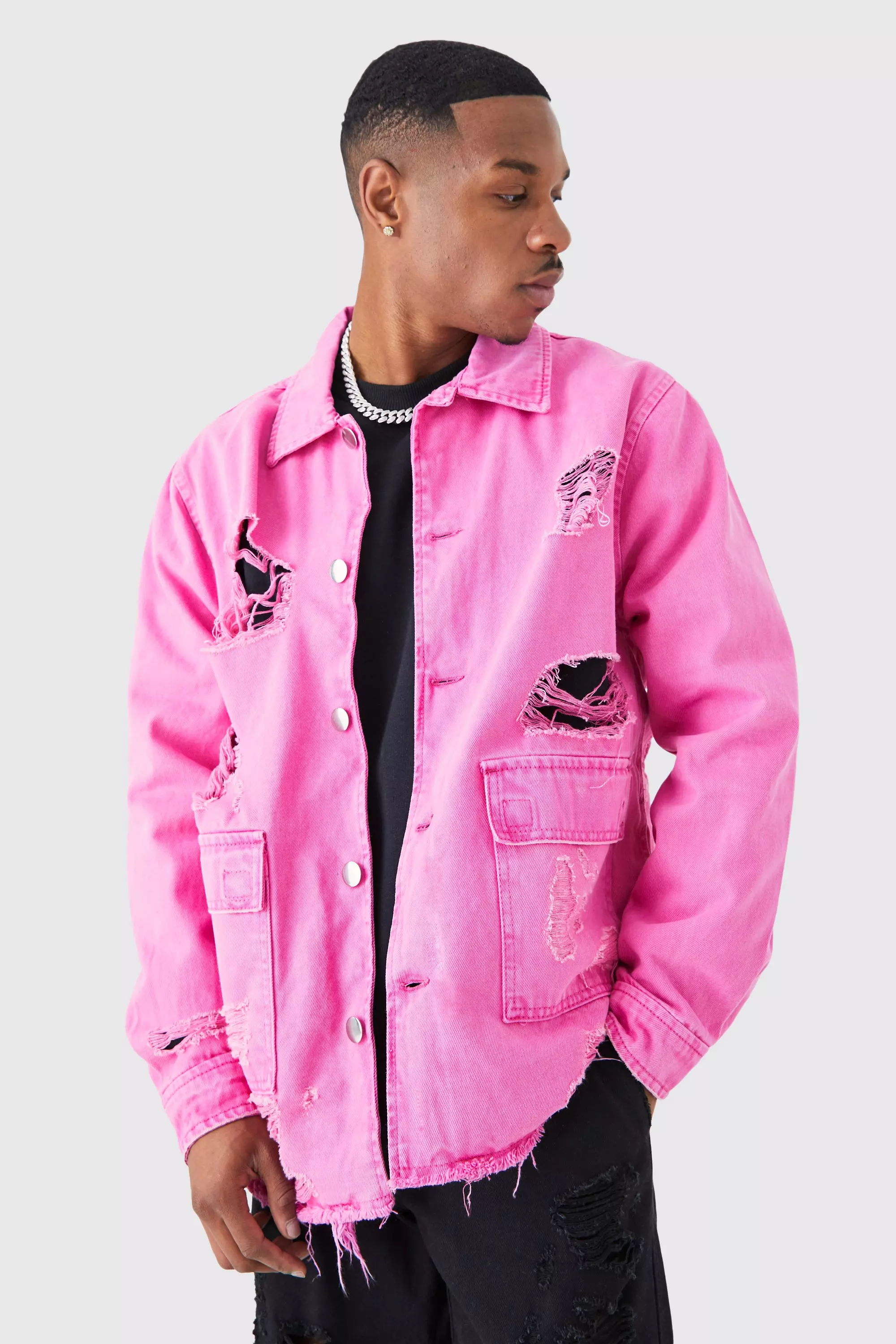 Pink coach jacket mens hot sale