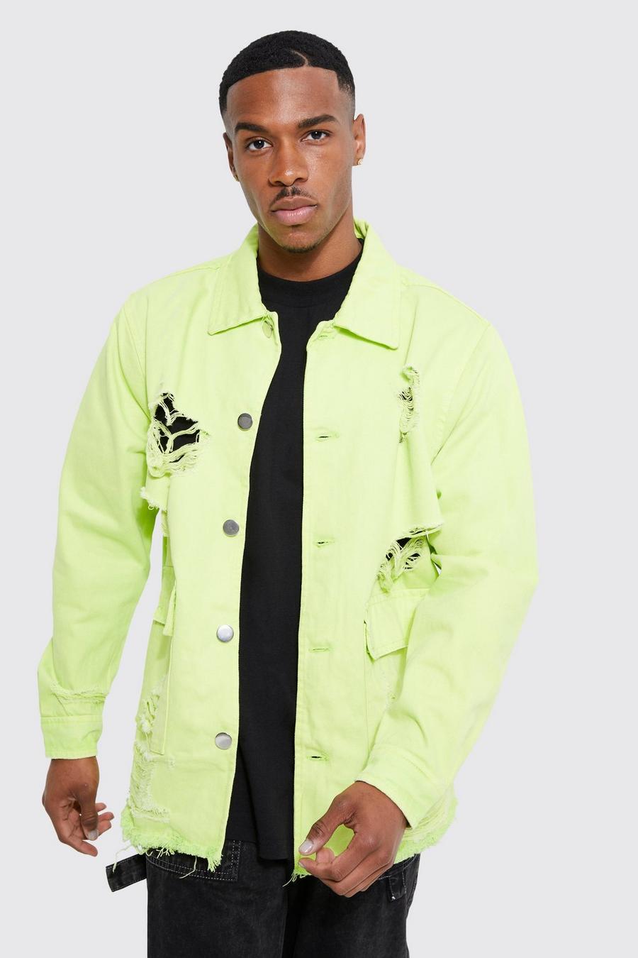 Lime Rip And Repair Twill Coach Jacket image number 1