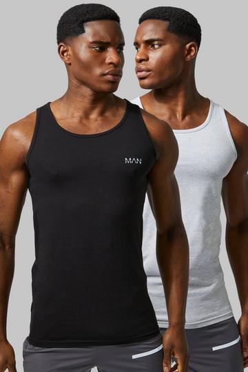 Man Active Gym 2 Pack Muscle Fit Vest multi