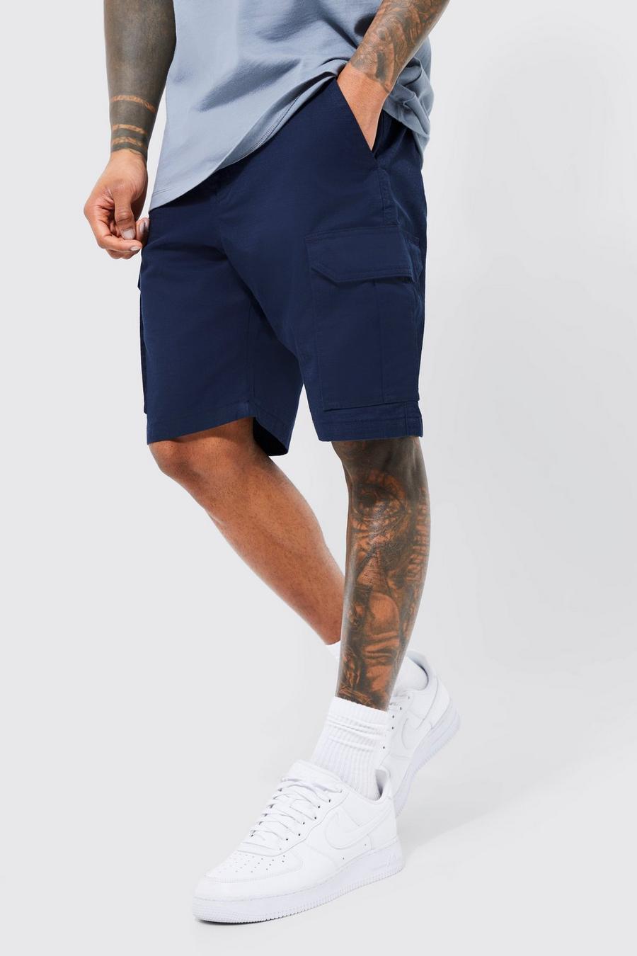Lockere Ripstop Cargo-Shorts, Navy