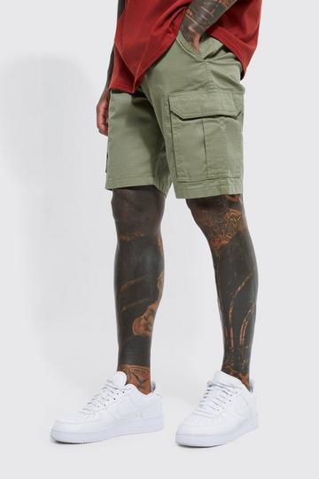 Baggy Ribfluwelen Cargo Shorts Met Tailleband khaki