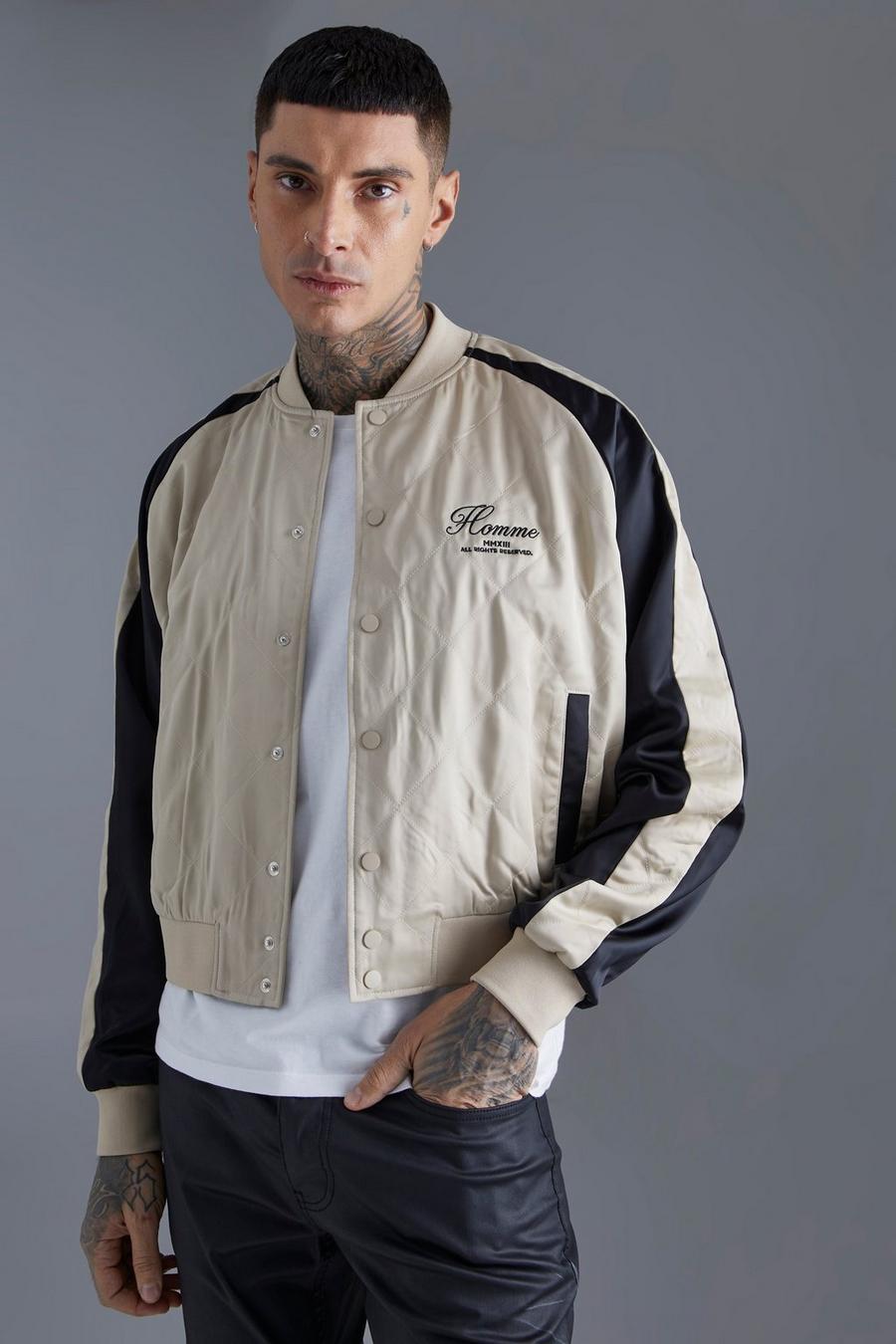 Champagne Homme Boxy Quilted Satin Souvenir Jacket
