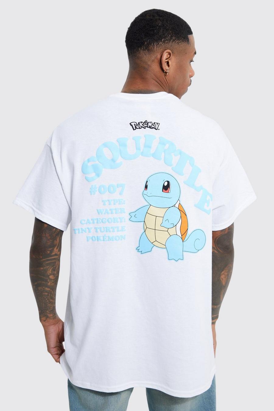 White Oversized Pokemon Squirtle License T-shirt image number 1