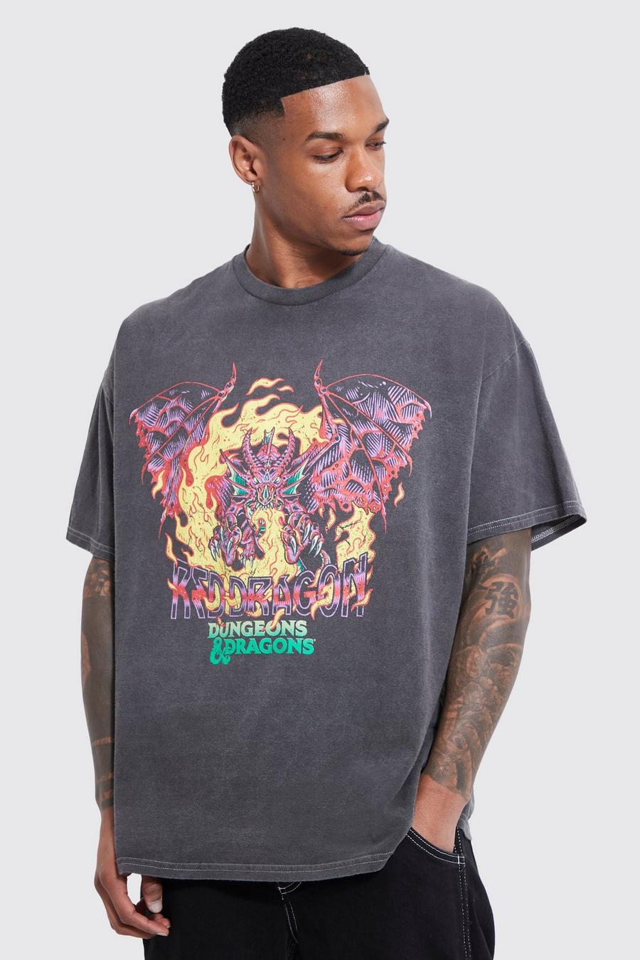 Oversize T-Shirt mit lizenziertem  Dungeons & Dragons Print, Charcoal grey