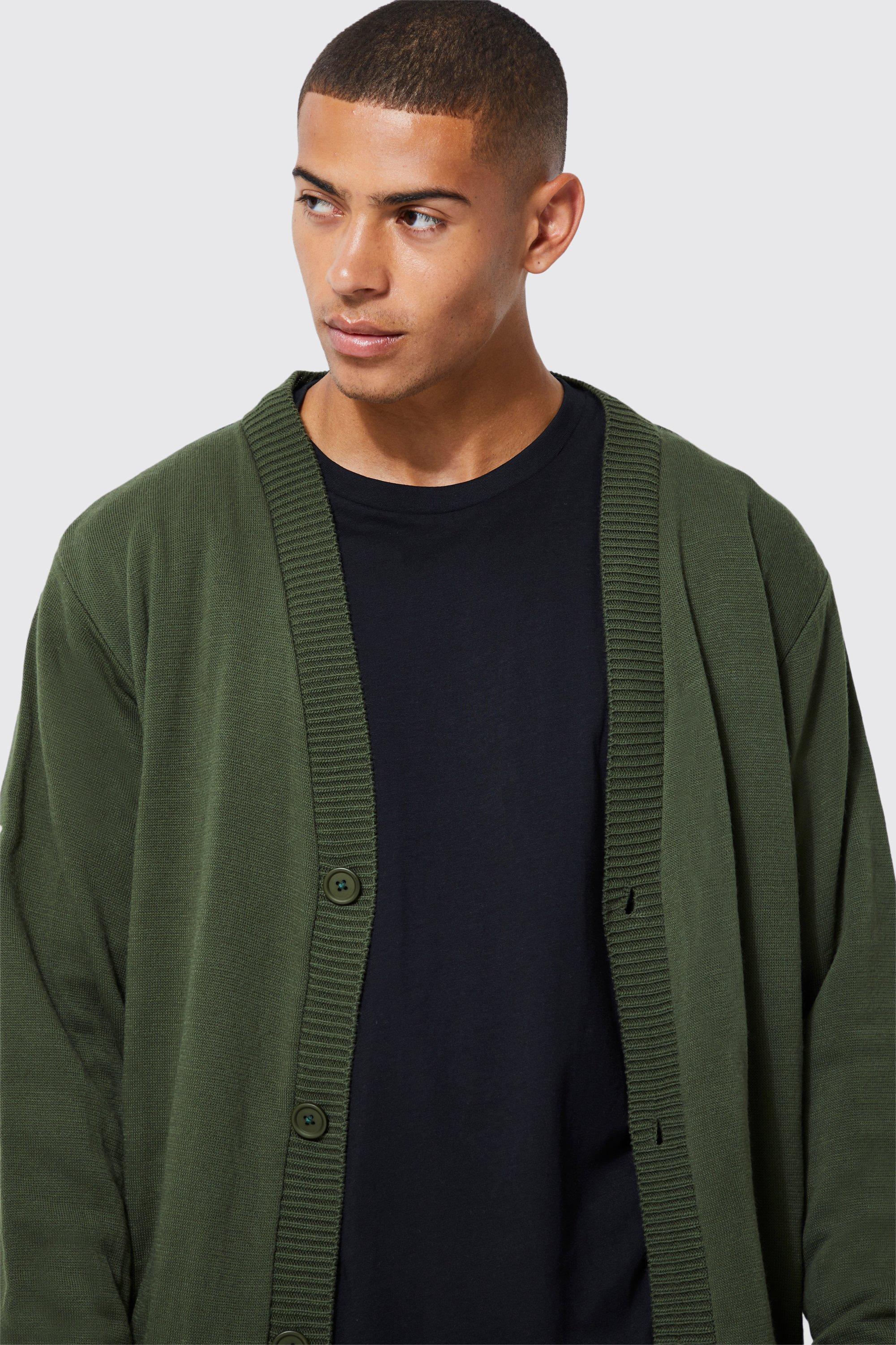 Mens olive 2025 green cardigan