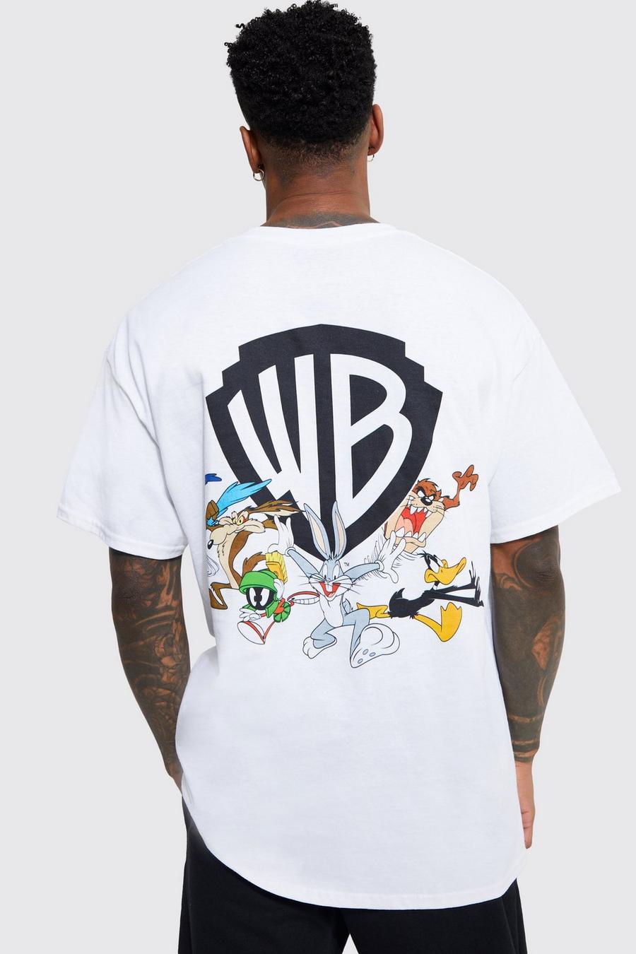 White Oversized Warner Bros Logo License T-shirt