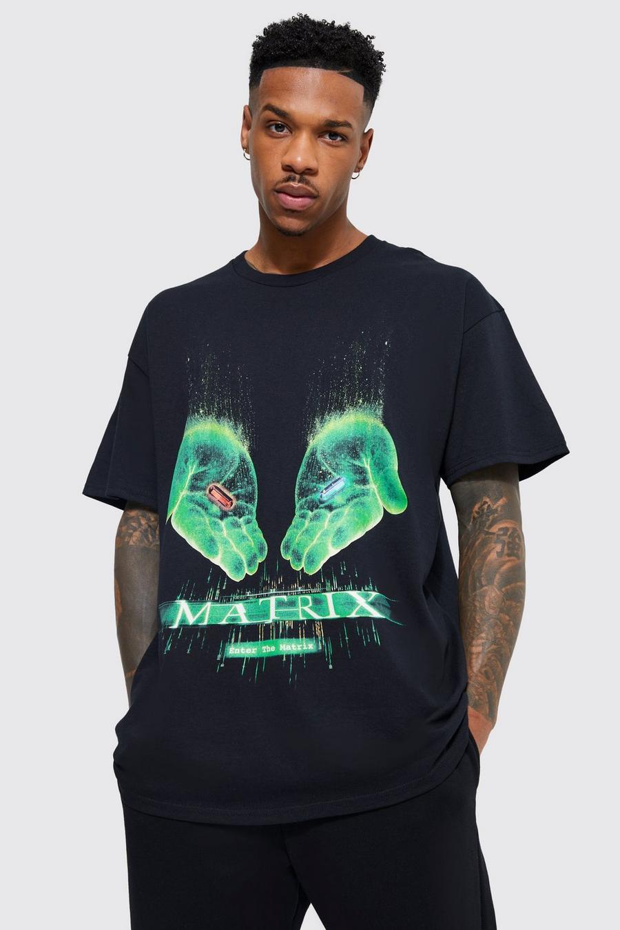 Black Oversized The Matrix License T-shirt image number 1