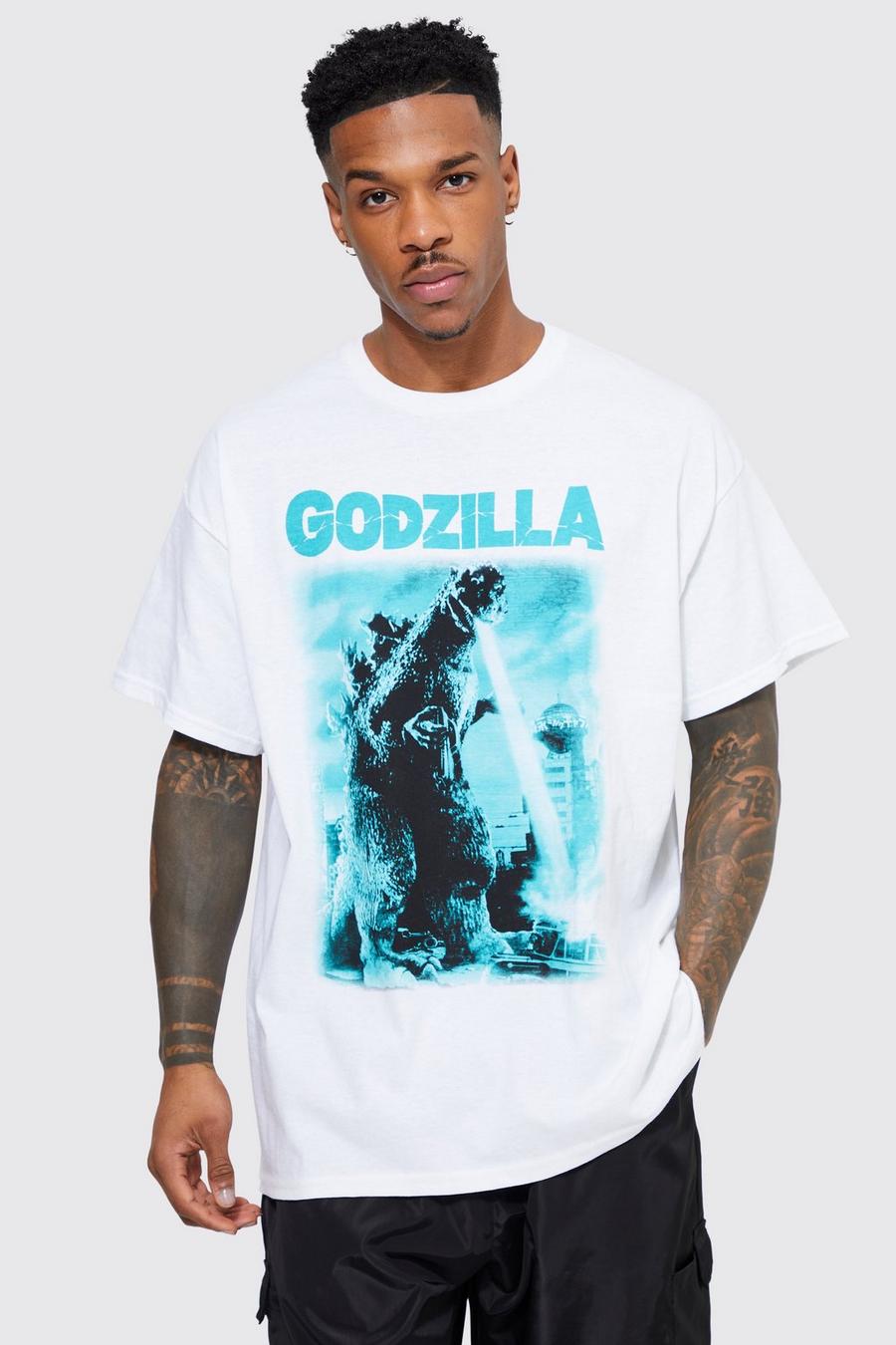 White Oversized Godzilla License T-shirt image number 1