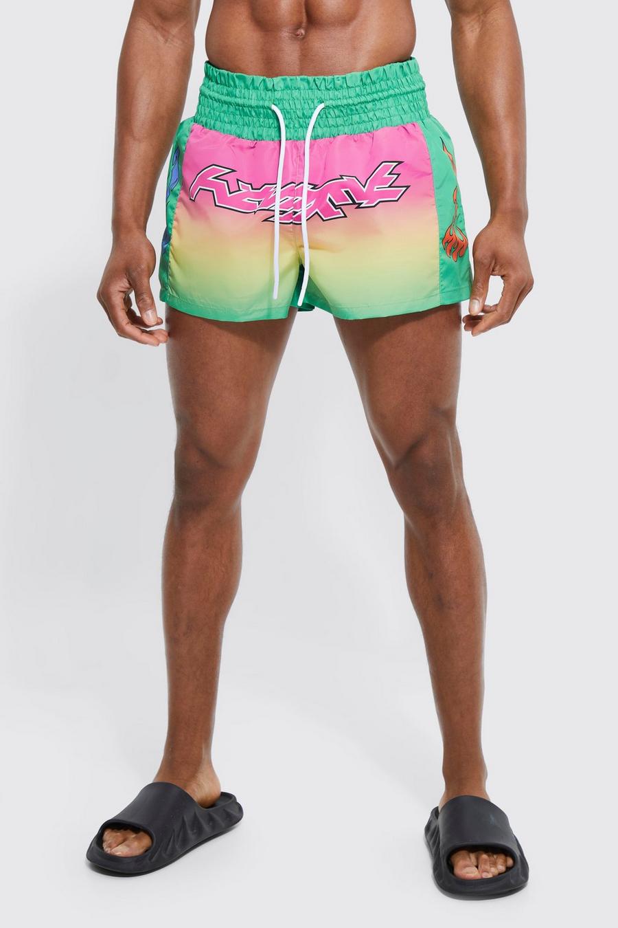 Green Boxer Ombre Printed Swim Short image number 1