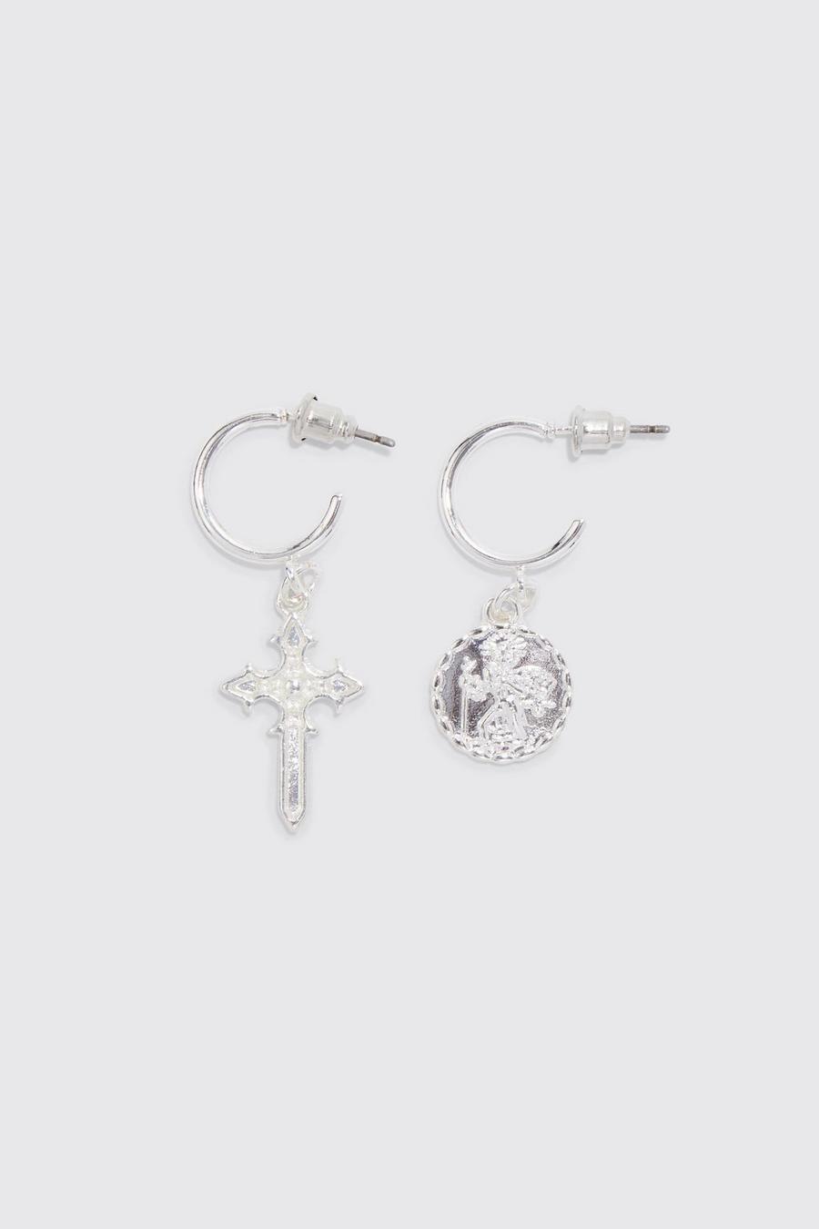 Silver Cross And Coin Earring Pack image number 1