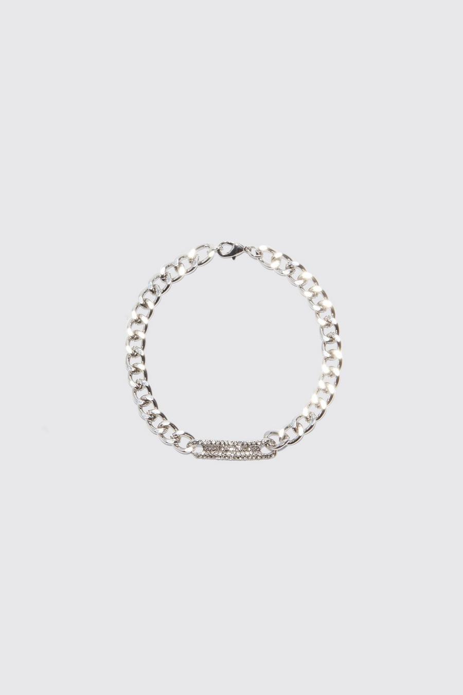 Iced Detail Chain Bracelet, Silver