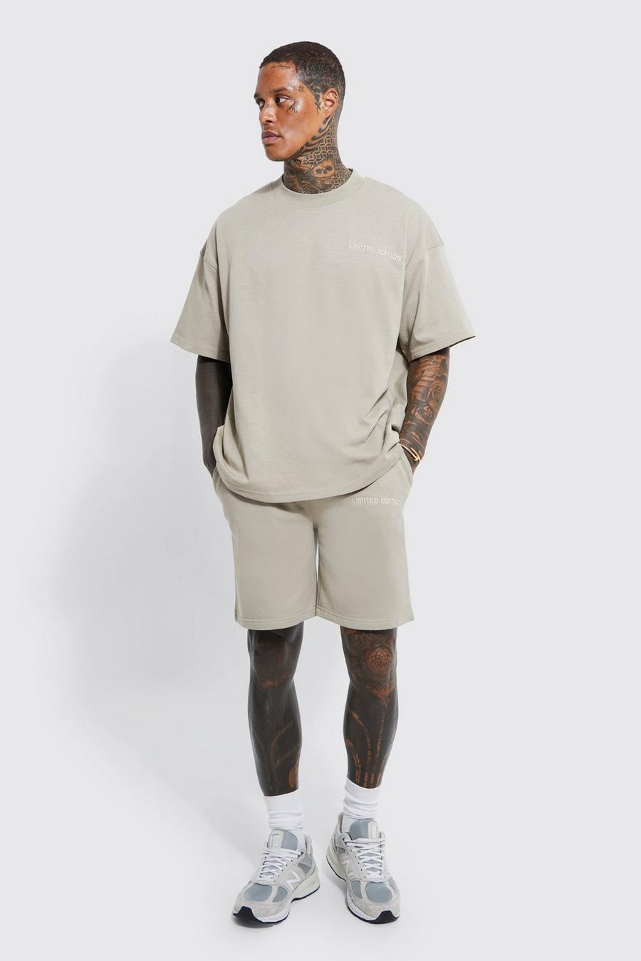Oversized Limited Premium Short Set, Taupe beis