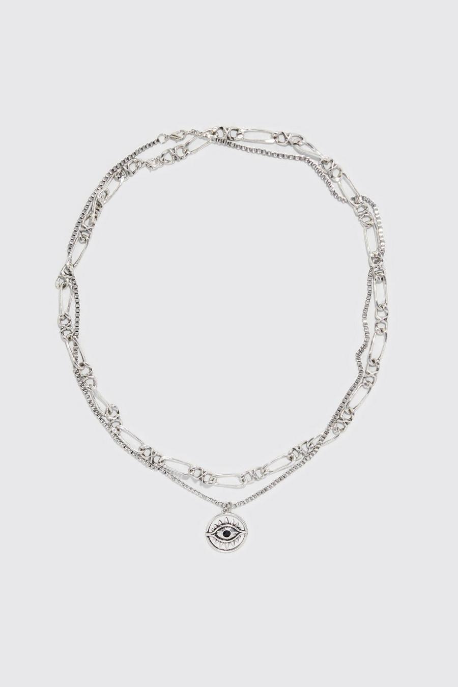 Silver Double Layer Pendant Necklace