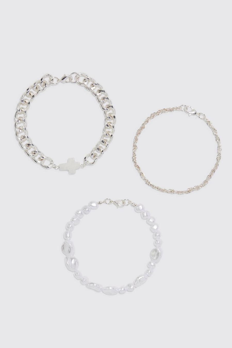 Silver 3 Pack Chain Bracelets