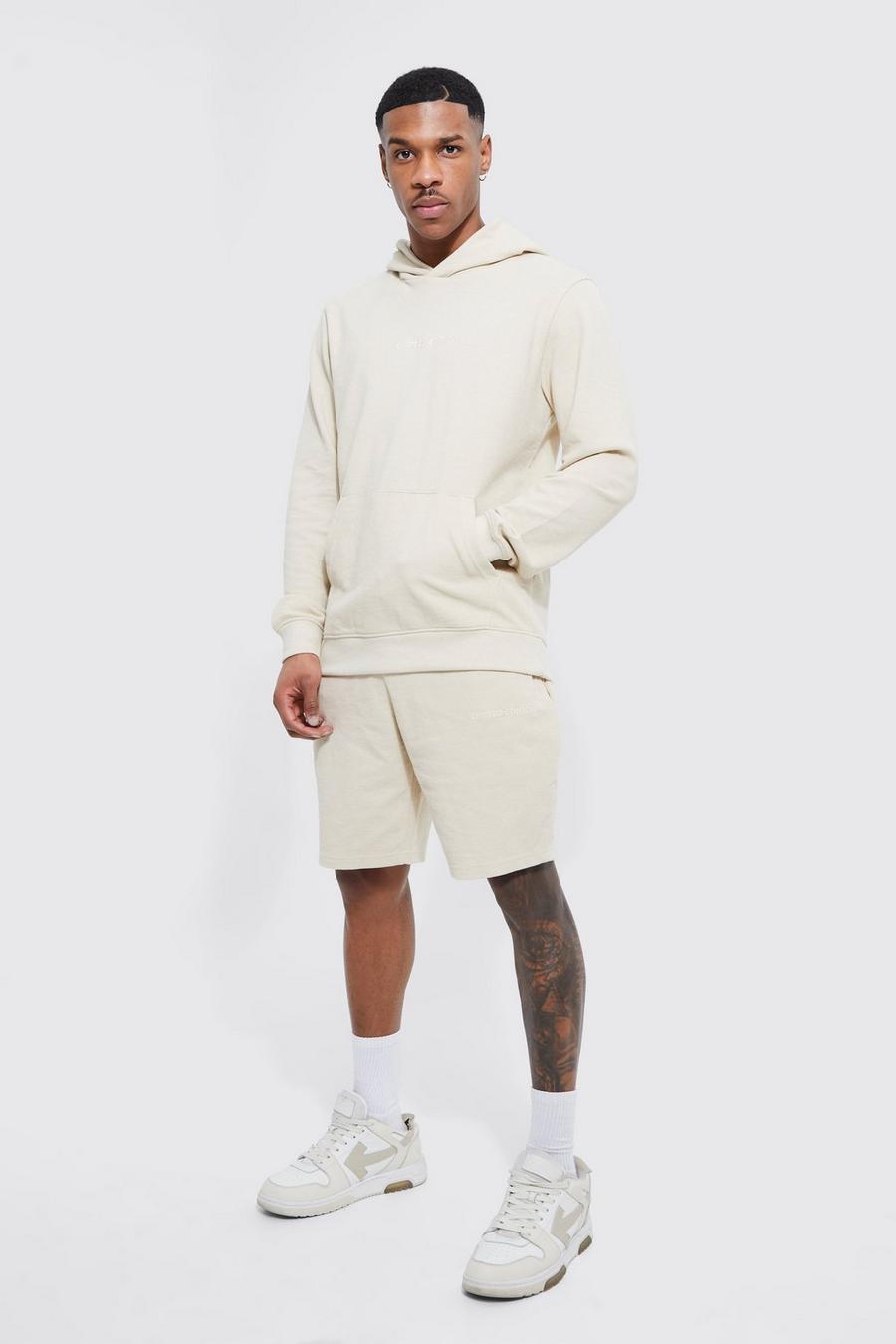 Taupe Limited Hoodie och shorts i slim fit image number 1