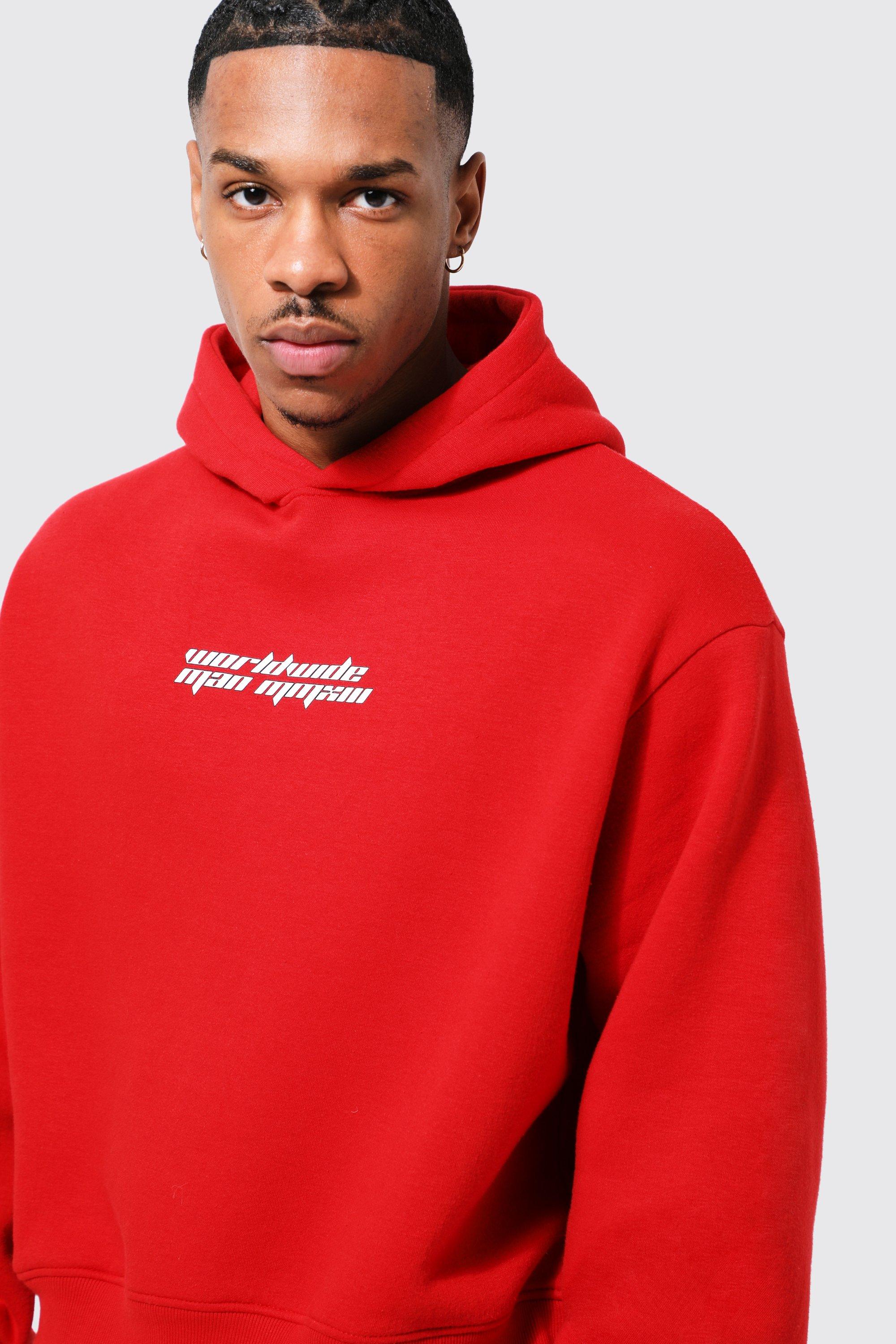 Boxy Graphic Double Rib Hem Hoodie | boohoo NO