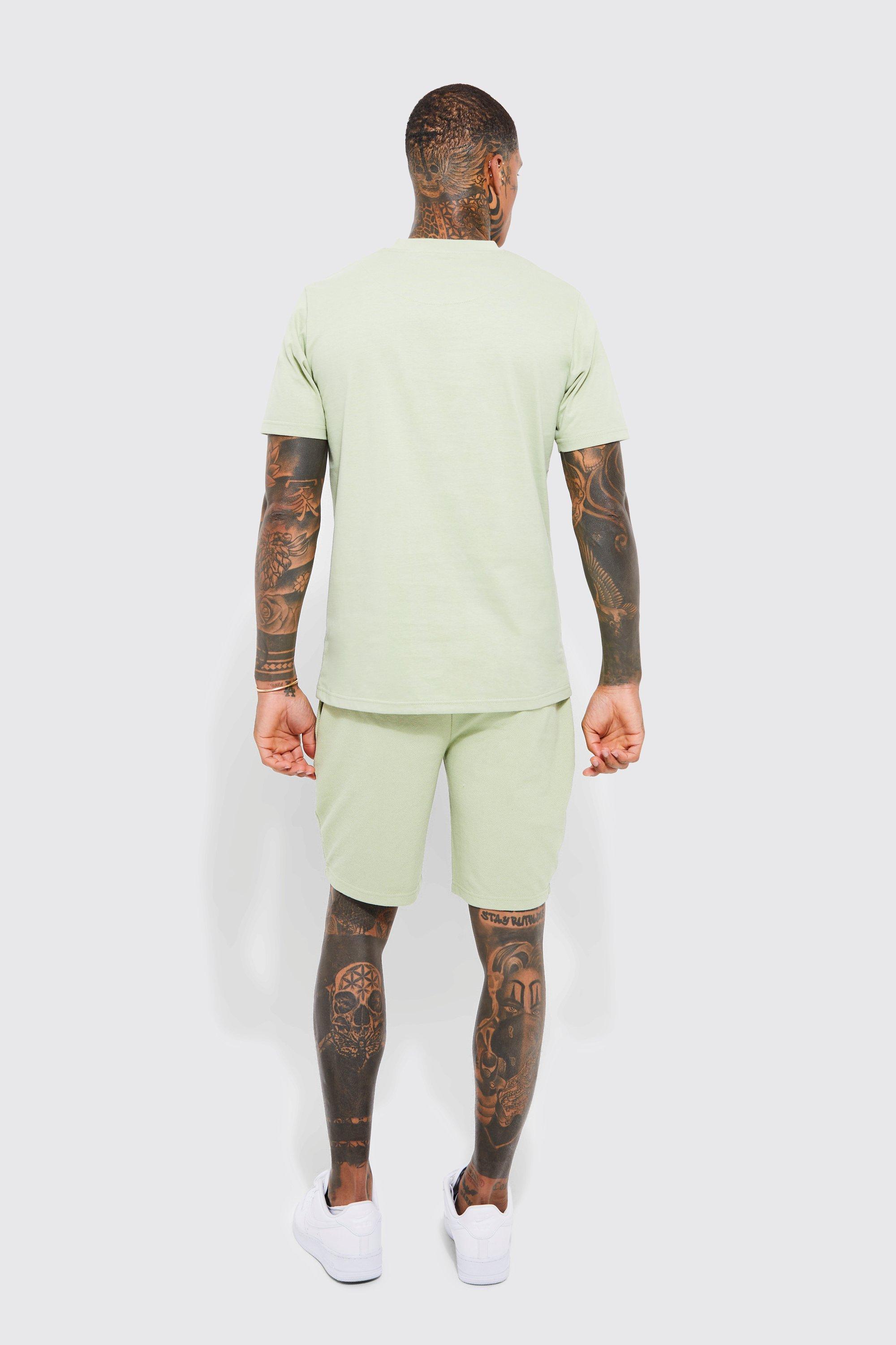 boohoo 新作 PIQUE ジャーシーシャツ & ショート セットアップ Slim Fit Limited Pique T-shirt And Short Set | boohoo NO
