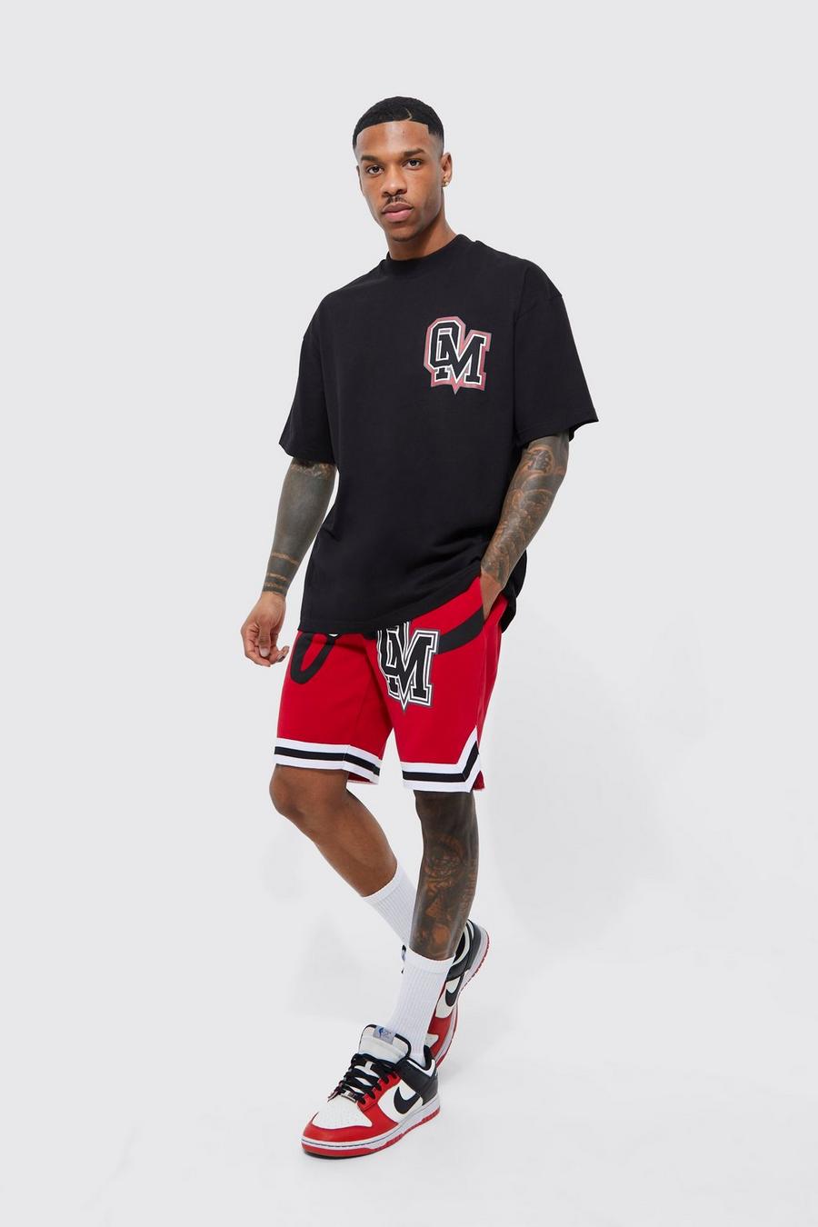 Conjunto oversize de pantalón corto y camiseta de baloncesto Ofcl, Black image number 1
