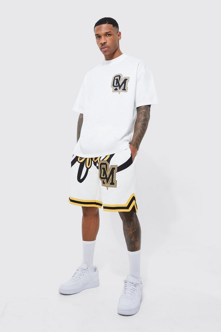 White Oversized Official Basketbal T-Shirt En Shorts Set image number 1