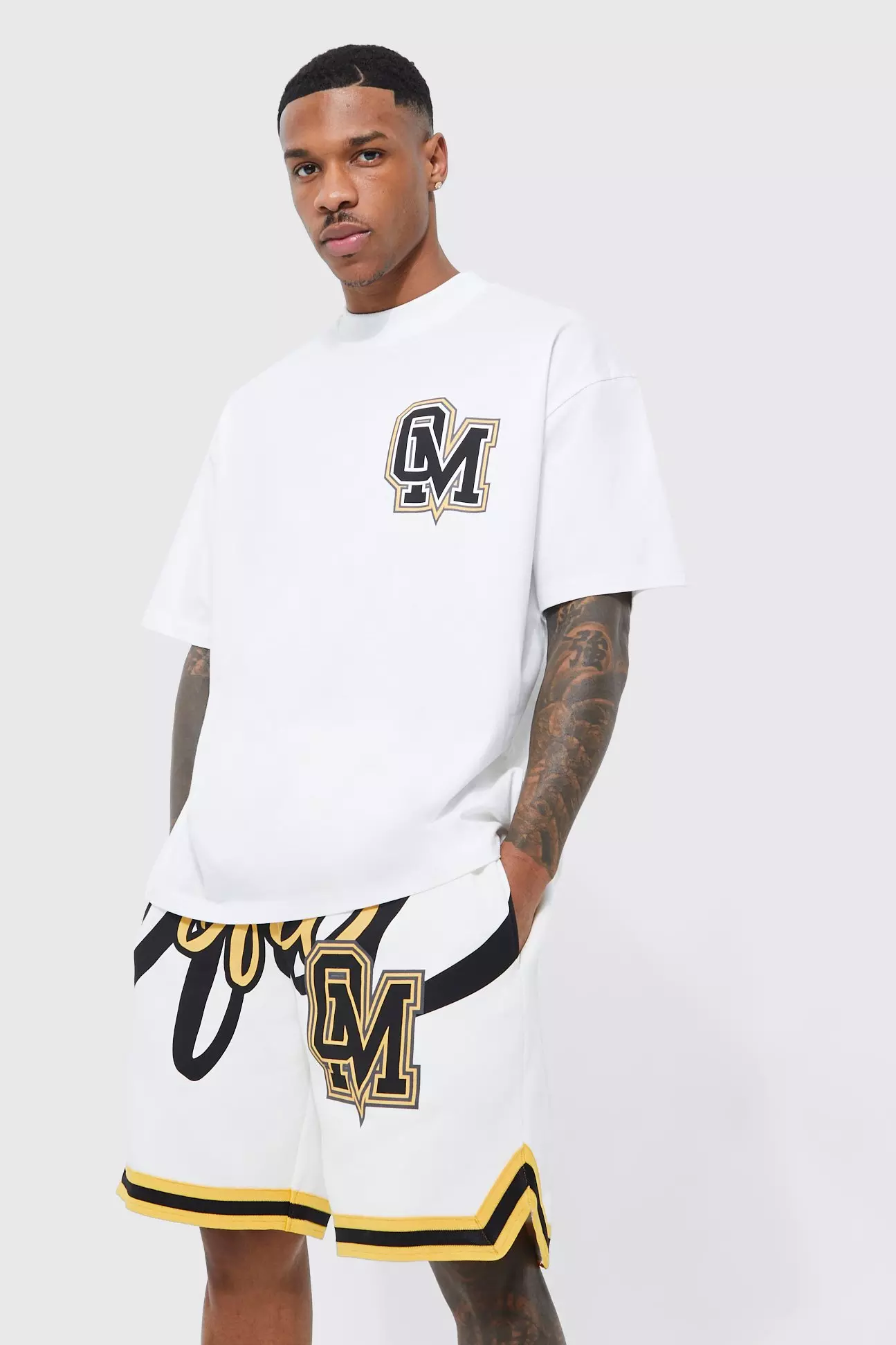 White Oversized Ofcl Basketball T-shirt And Short Set alternative image