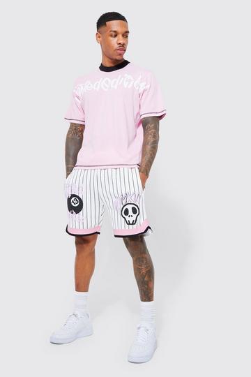 Boxy Limited Basketball T-shirt And Short Set light pink