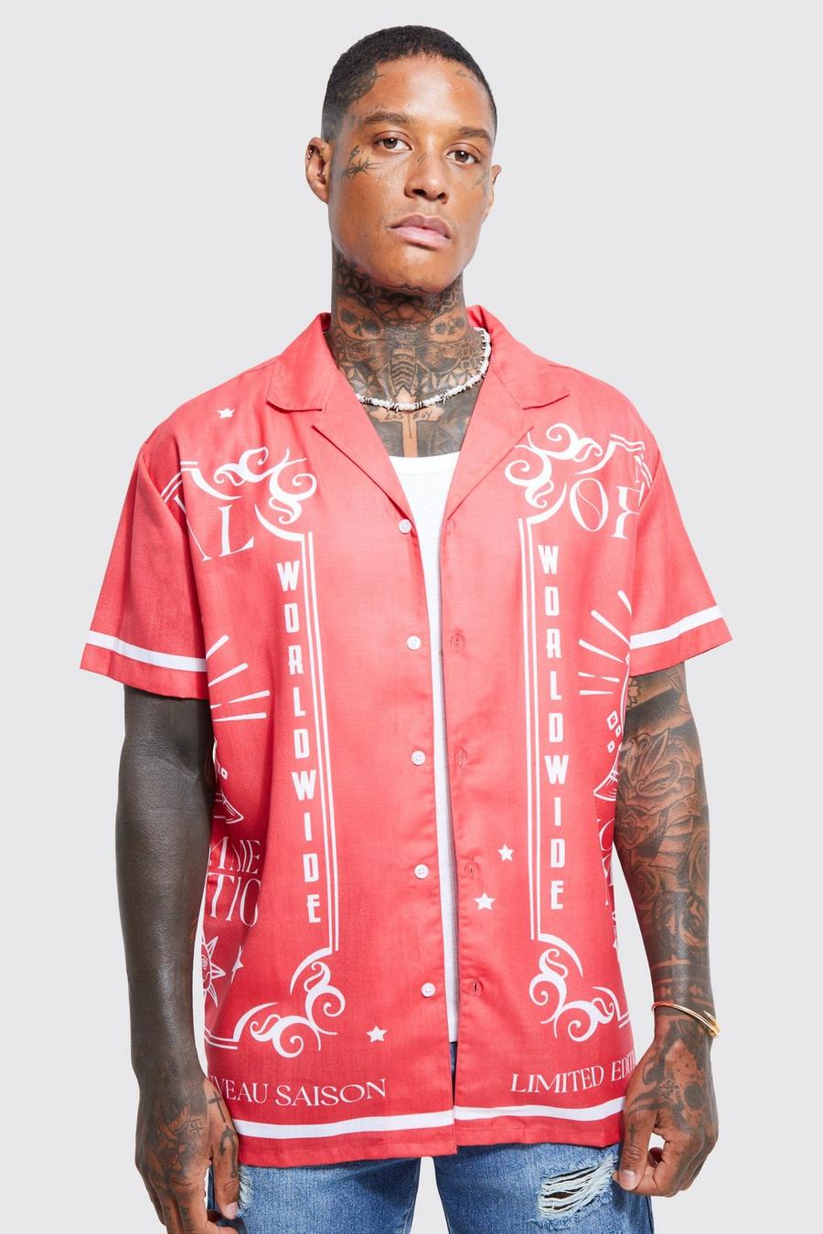 Oversize Hemd mit Print, Red