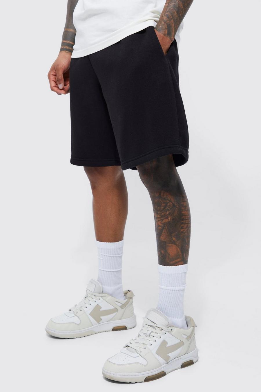 Black negro Basic Oversized Mid Length Jersey Short