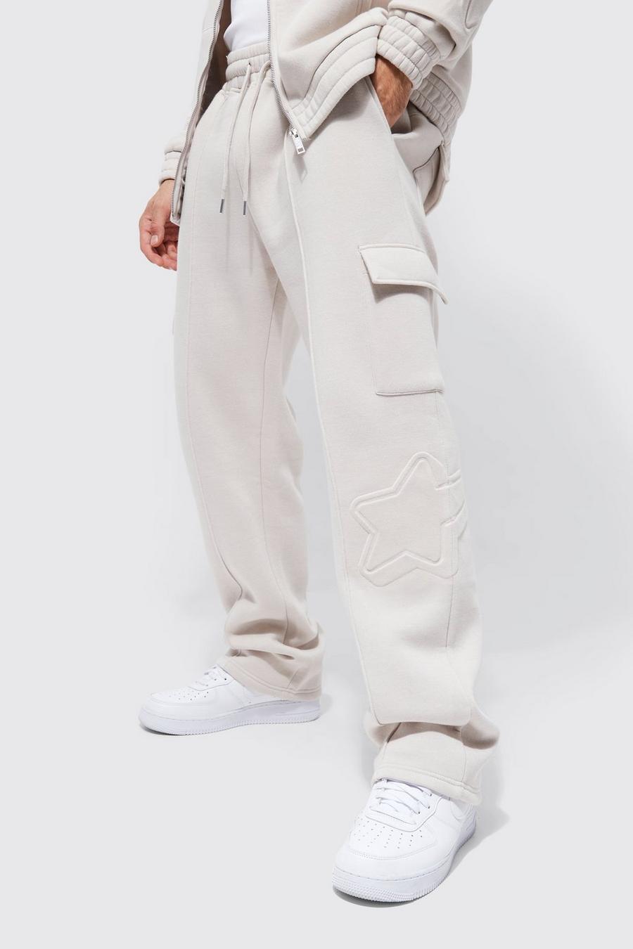 Light grey gris Relaxed Graphic Cargo Joggers image number 1