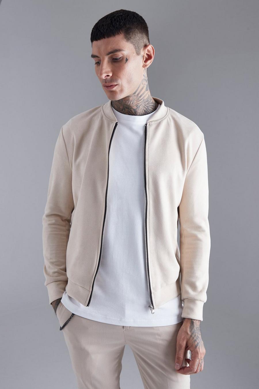 Stone Suedette Bomber image number 1