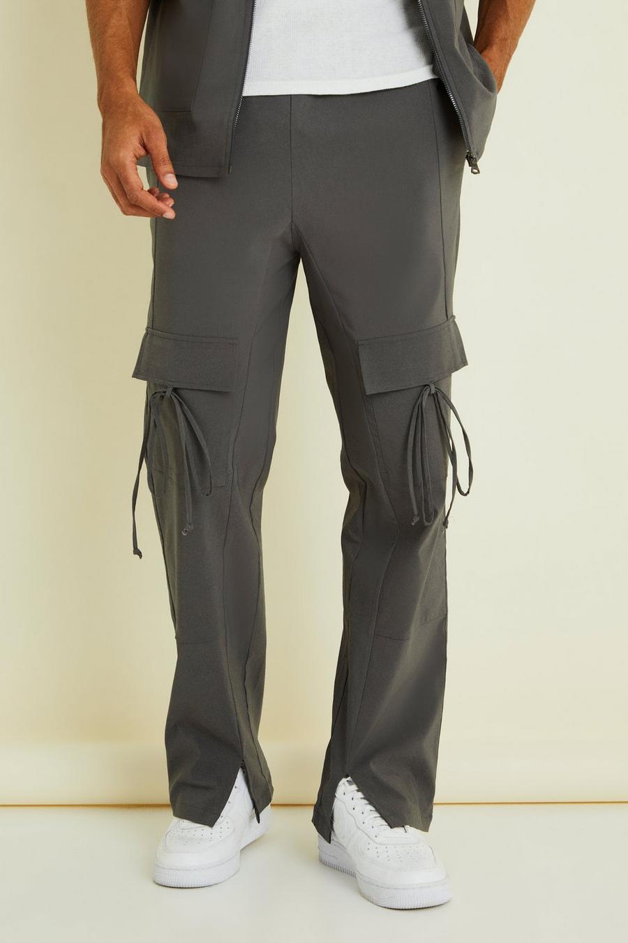 Charcoal Relaxed Elasticated Waist Cargo Trouser image number 1