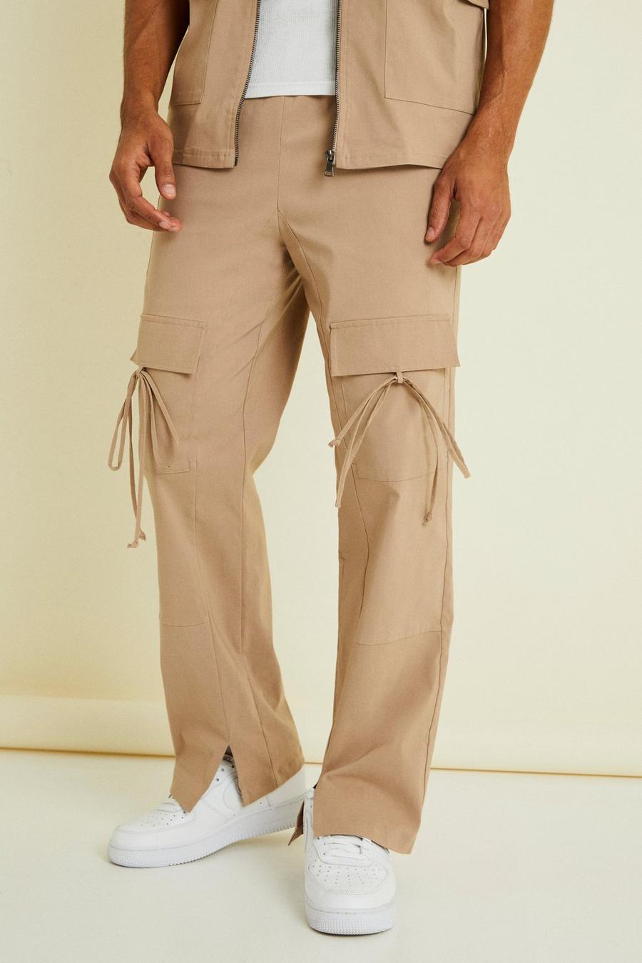 Taupe Relaxed Elasticated Waist Cargo Trouser image number 1