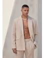 Nude Wrap Front Crinkle Relaxed Suit Jacket
