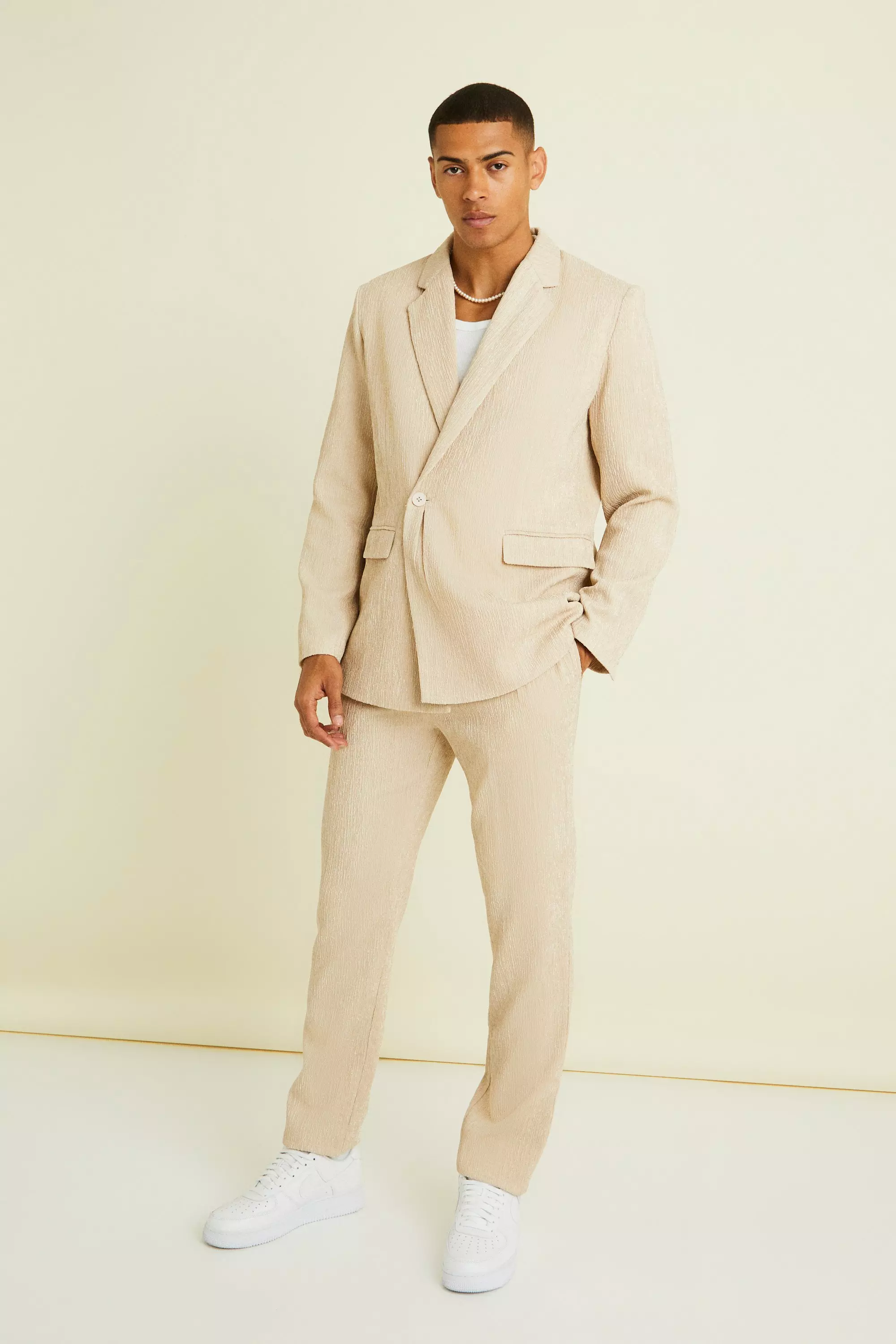 Nude Crinkle Relaxed Suit Trouser alternative image