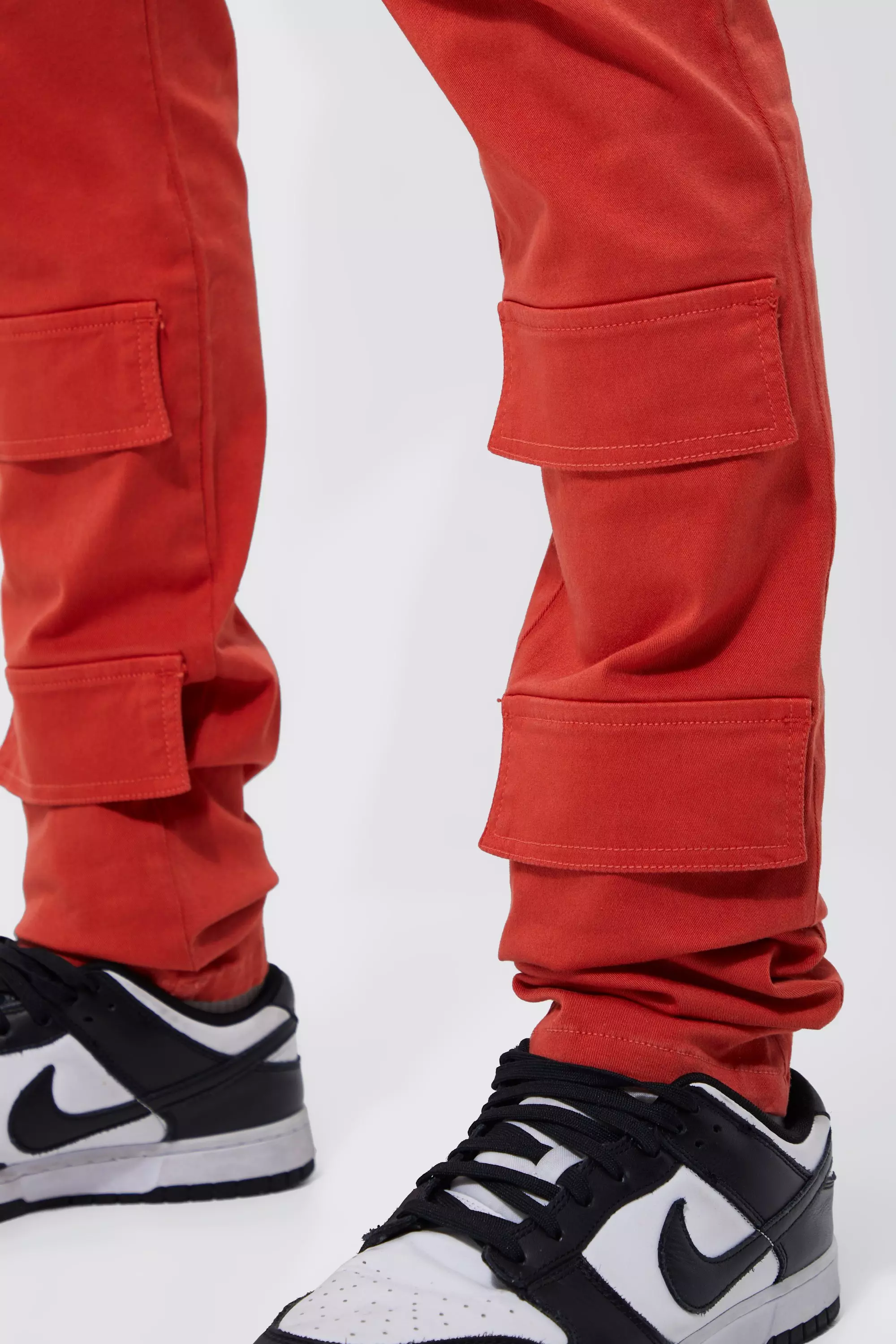 Red Fixed Waist Skinny Stacked Front Pocket Cargo Trouser alternative image
