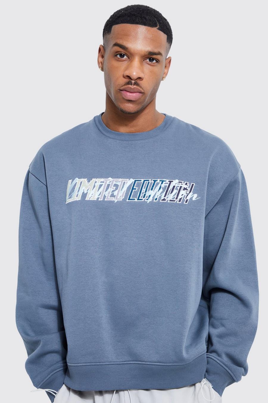 Slate blue Oversized Boxy Limited Applique Sweatshirt image number 1