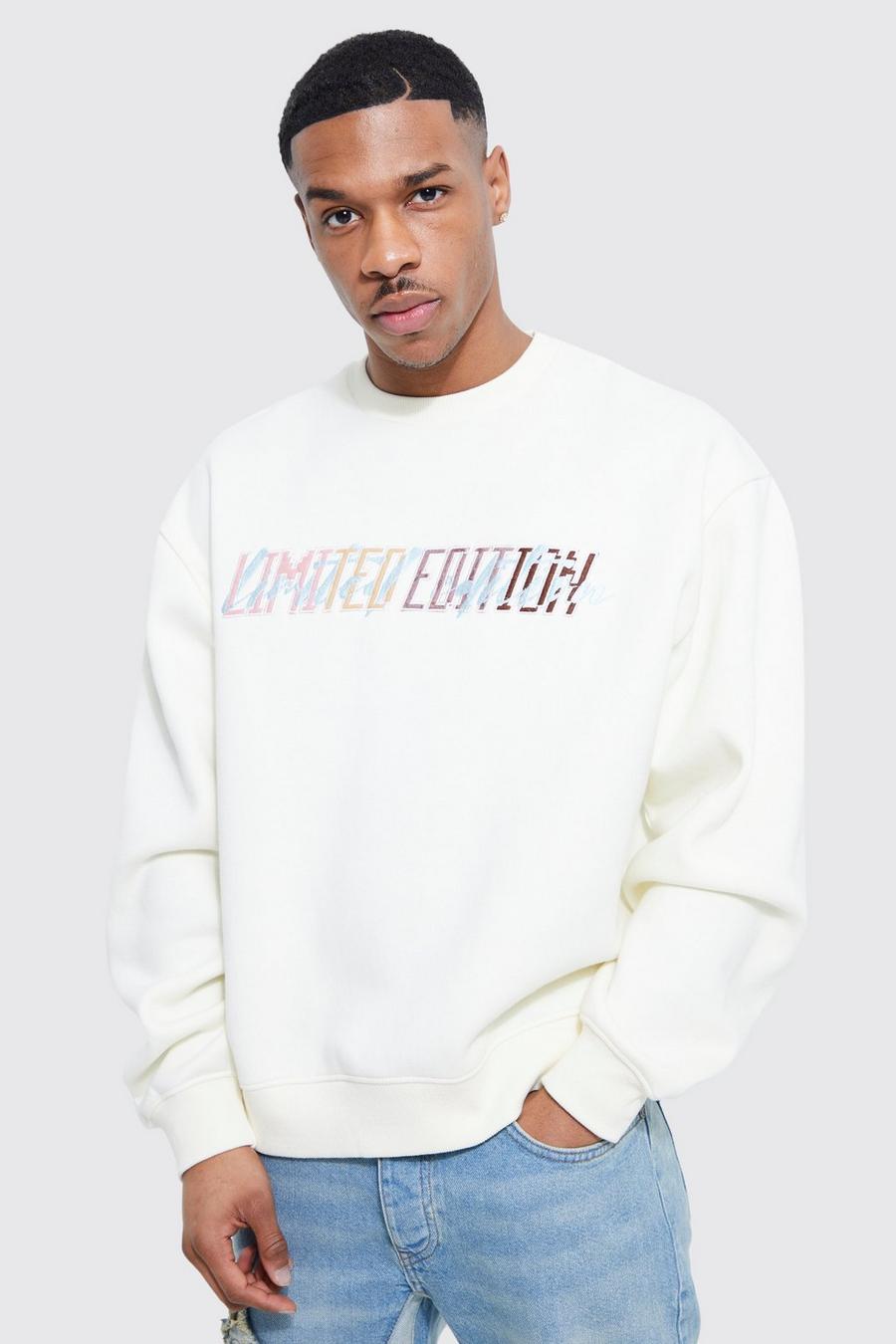 Ecru white Oversized Boxy Limited Applique Sweatshirt image number 1