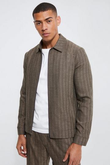 Textured Harrington Jacket brown