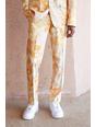 Ecru Slim Fit Printed Floral Suit Trousers