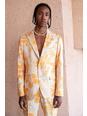 Ecru Slim Fit Printed Floral Suit Jacket